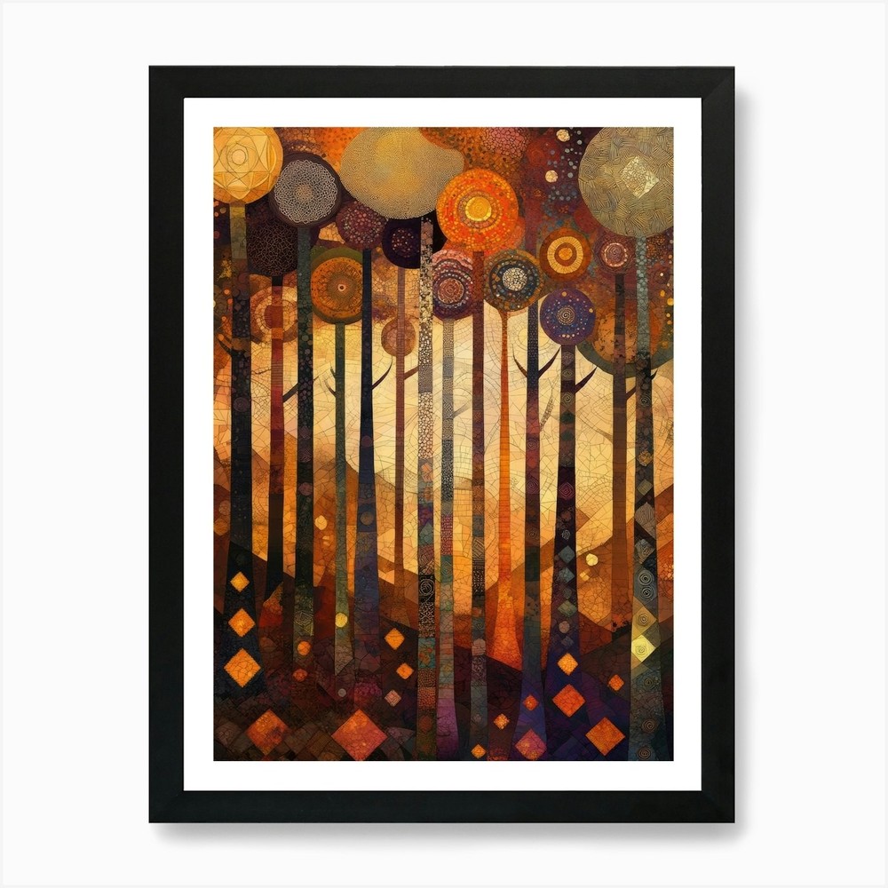 Sunset Trees Framed Art Print Canvas Wall Decor Picture  