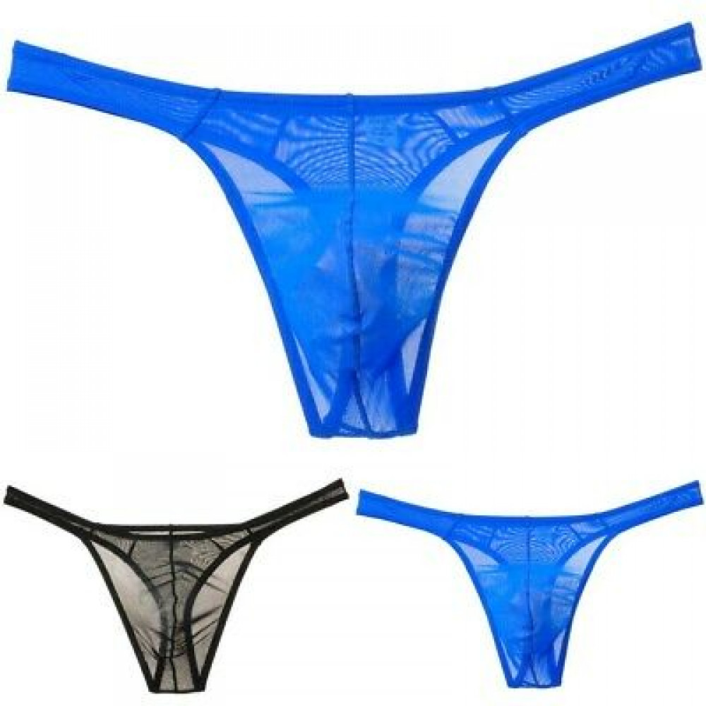 Men Ultra-thin T-Back Underwear Sexy Sheer Mesh Smooth Ice Silk Micro Thongs New