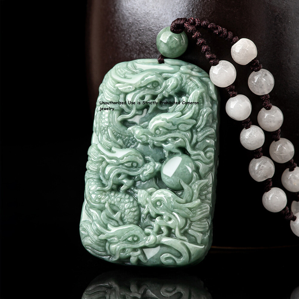 Premium 100% Natural Grade A Jadeite Lucky Dragon Pendant