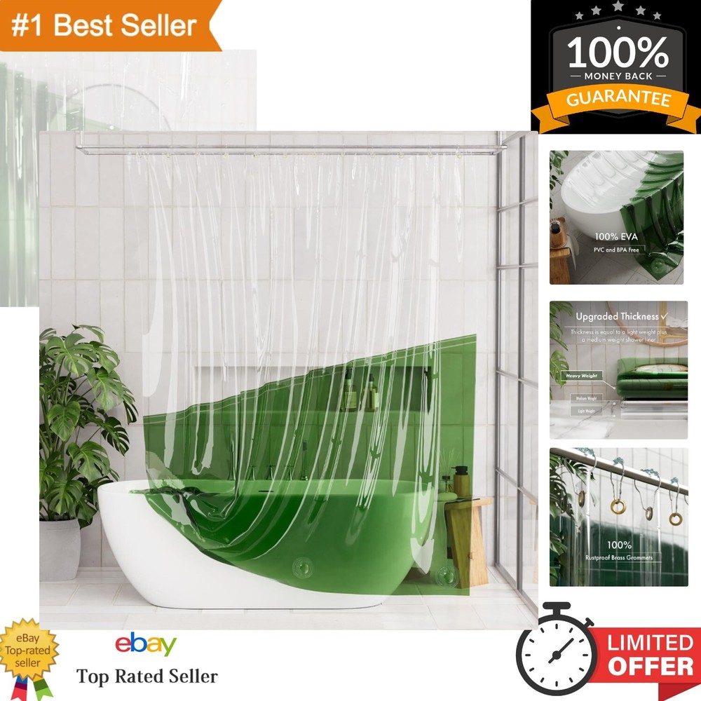 Color Block Shower Curtain Liner, 100% EVA Soft Shower Liner - 72 x 72 Inches...