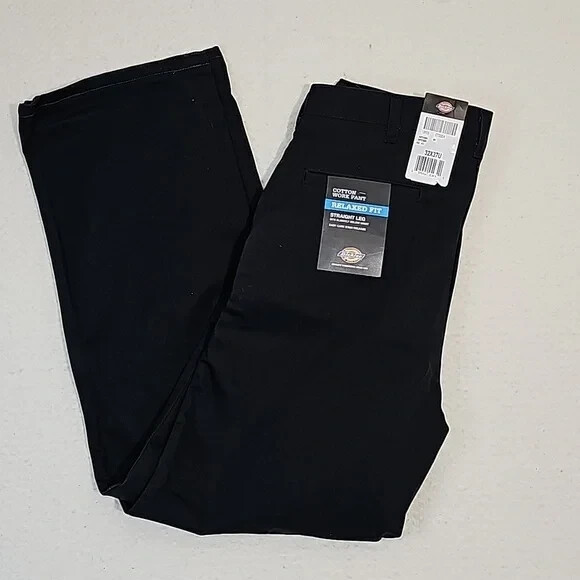 NWT Dickies WP31BK Black Cotton Straight Leg Work Pants Size 32