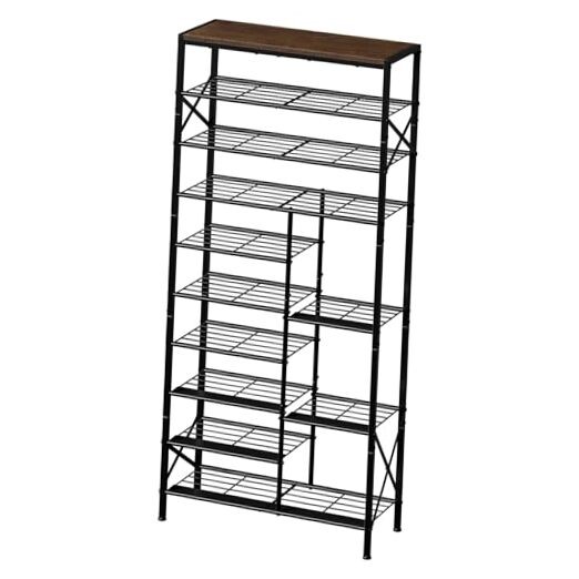 10-Tier Shoe Rack, Shoe Storage Organizer with Boots 10-tier Rustic Brown