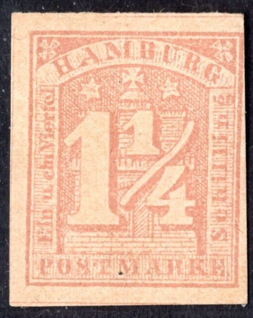 GERMANY HAMBURG 1864 SCOTT #9b ORIGINAL GUM HINGED