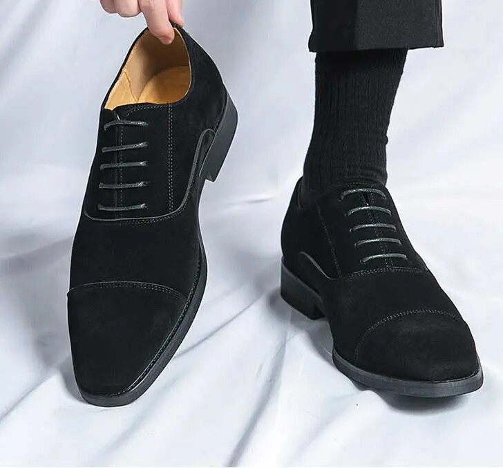 Formal Suede Leather Shoes Autumn Shoes Trend Lace Up Men's British Dress Shoes