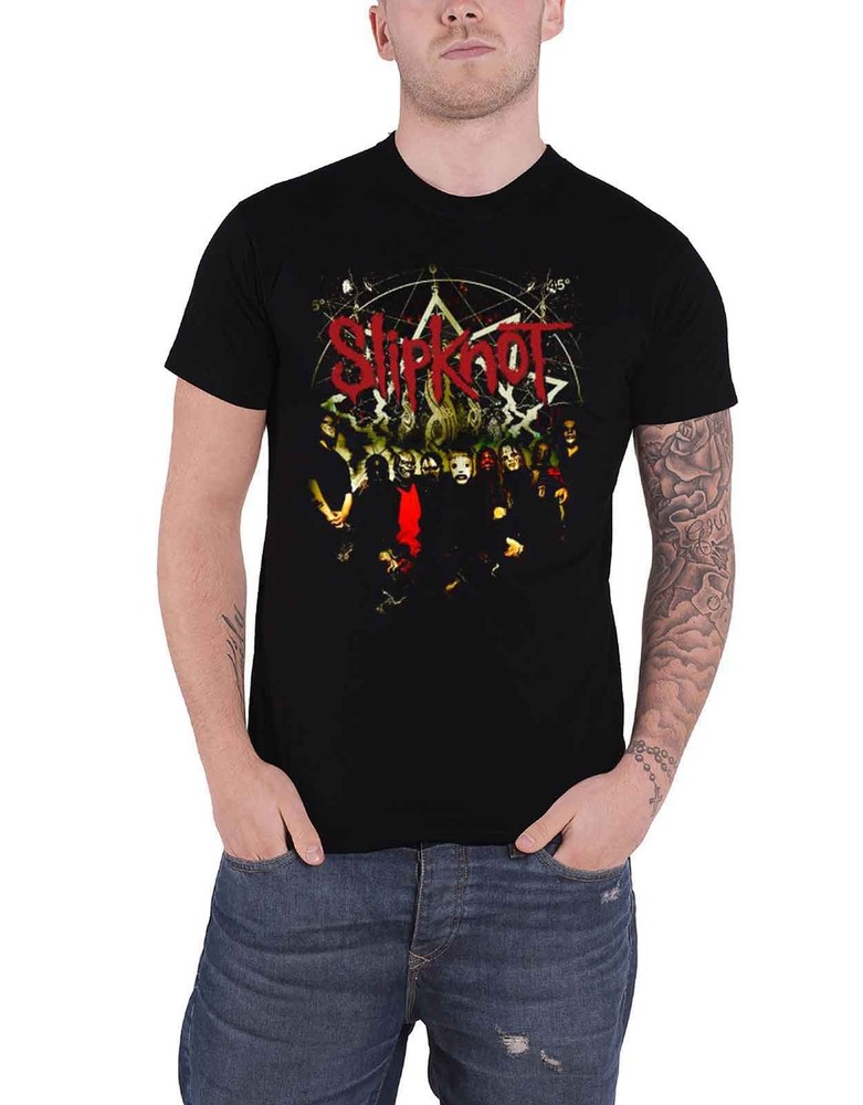 Slipknot Official Black Band Logo Waves Mens T-Shirt New