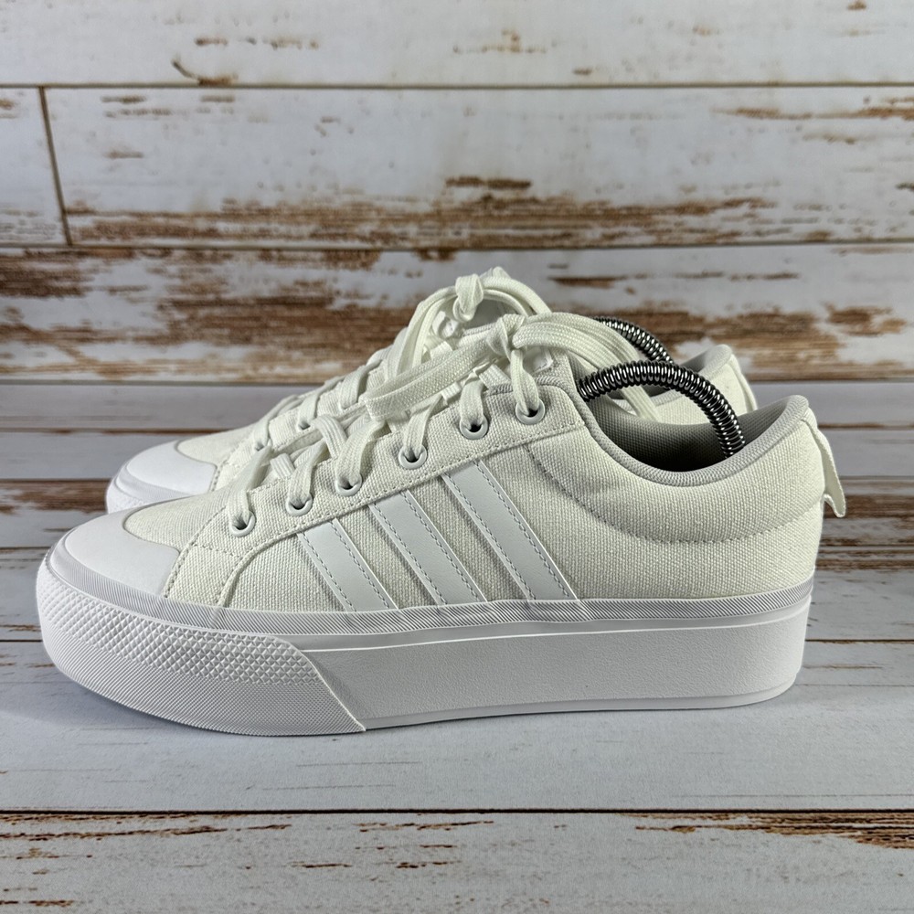 10.5  Women Adidas Bravada 2.0 Platform Skateboard Low Shoe Casual Sneaker White