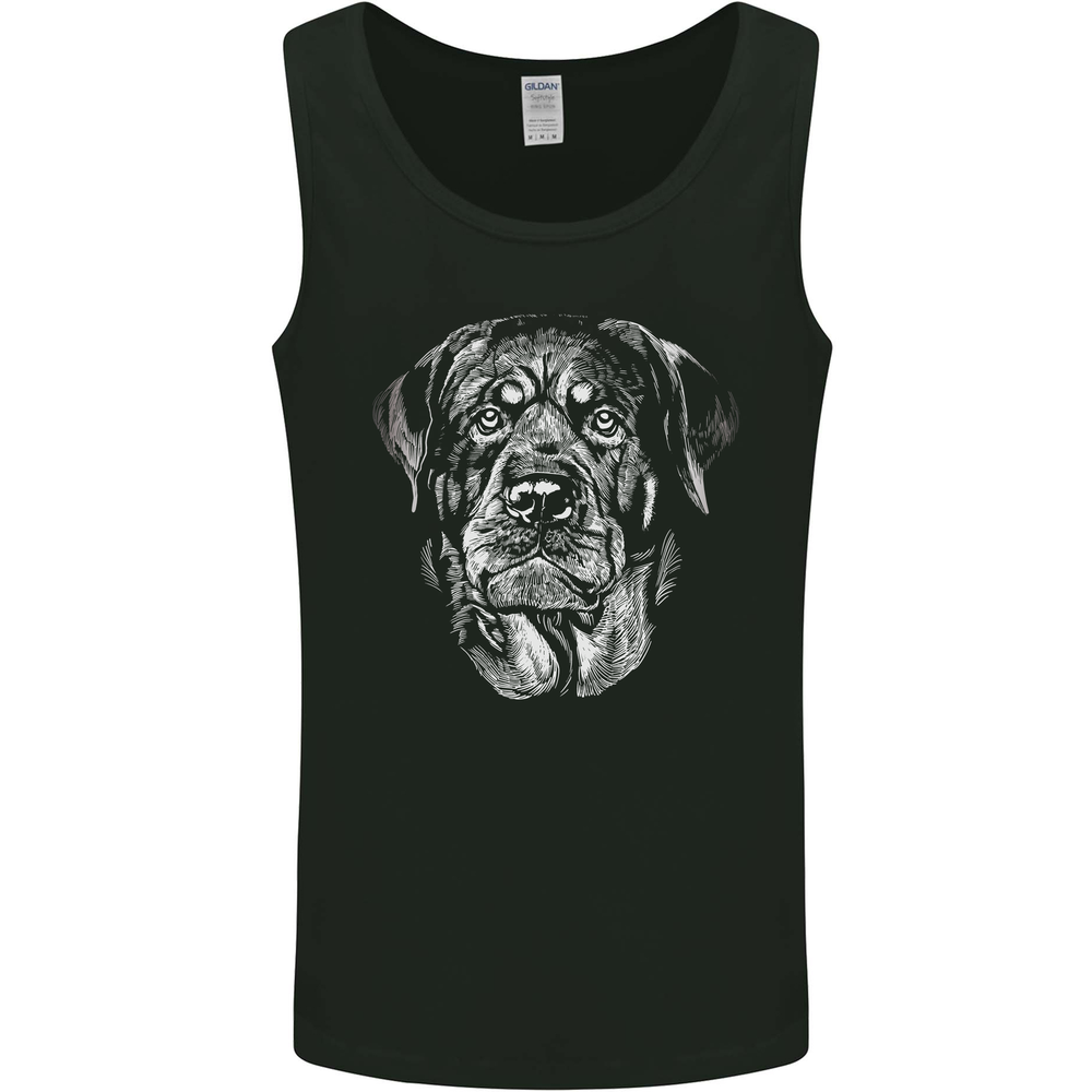 A Monochrome Rottweiler Dog Mens Vest Tank Top
