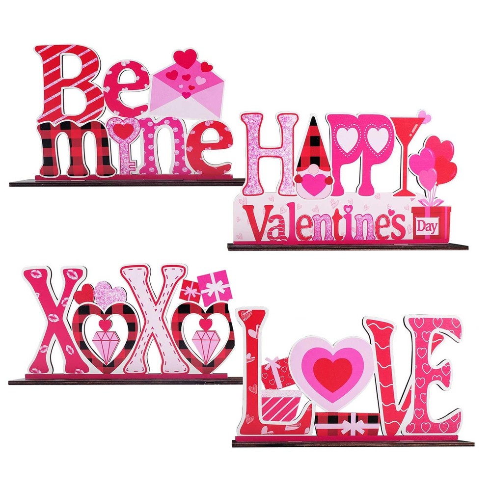 Valentines Day Decor Love Tabletop Centerpiece Signs, 4Pcs Valentines Day Dea...