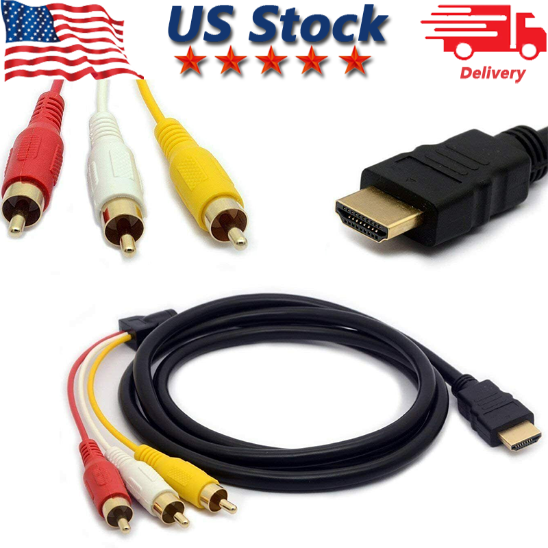 1080P HDMI to 3 RCA AV Converter Cable for HDTV-image