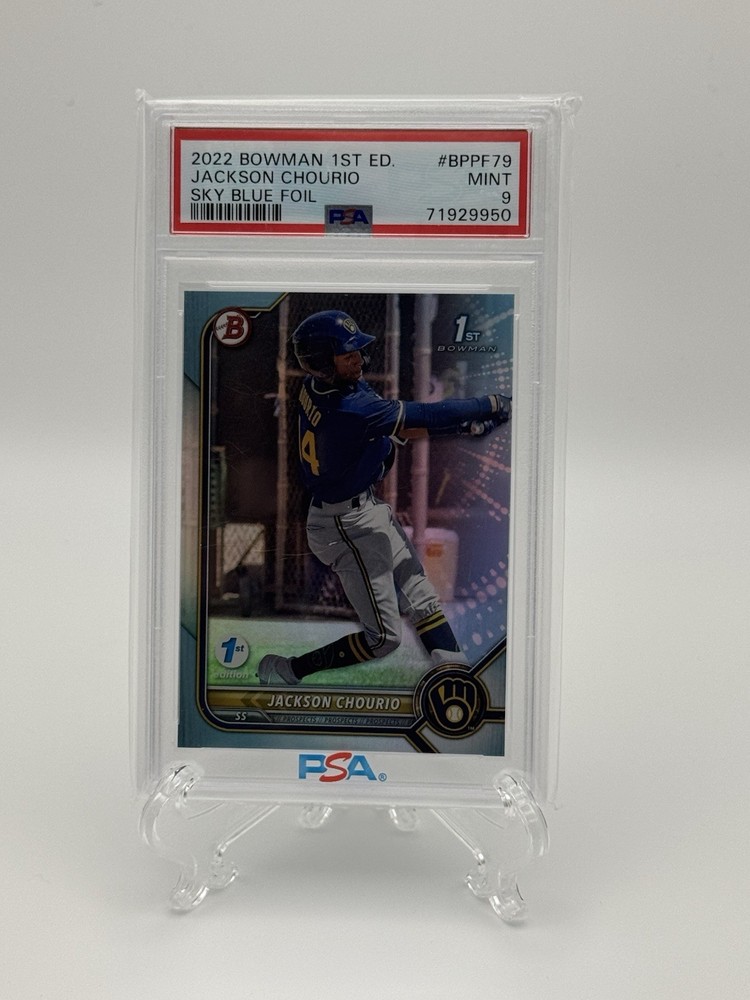 2022 Bowman 1st Edition - Jackson Chourio #BPPF-79 Sky Blue Foil (RC)