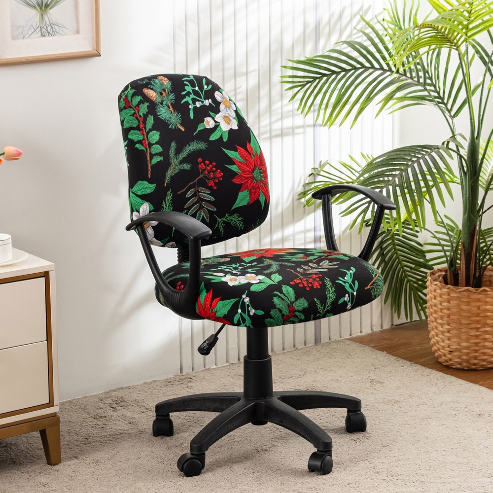 2 pcs/set of elastic printed office chair cover, removable washable chair cover