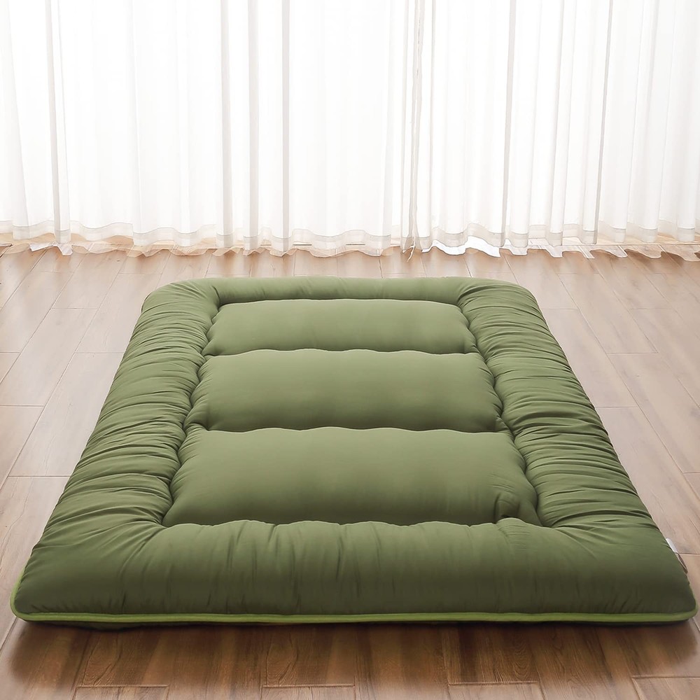 Japanese Floor Mattress, Futon Mattress with Portable Storage Bag and Washabl...