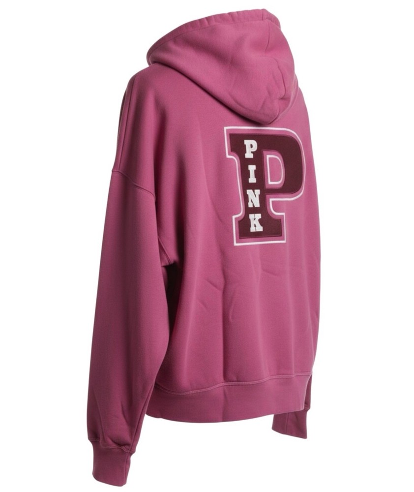 Victoria’s Secret PINK NWT Full Zip Hoodie Womens Large Varsity P Back Pink