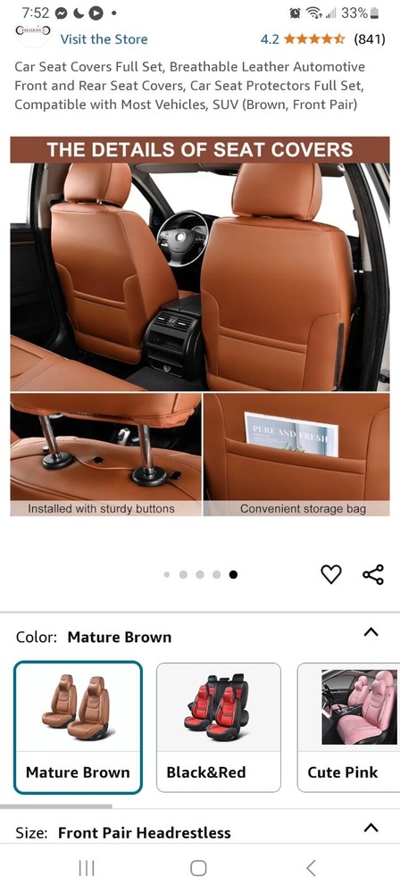 HESYT Universal Brown SUV Seat Covers for Stylish Protection