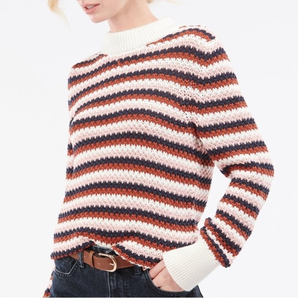 Barbour Leathes Knit Striped Pullover Sweater Women’s Sz 4