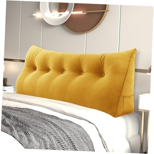 Headboard Wedge Pillow Large Bolster Reading Queen: 59x8x20 Inches Yellow