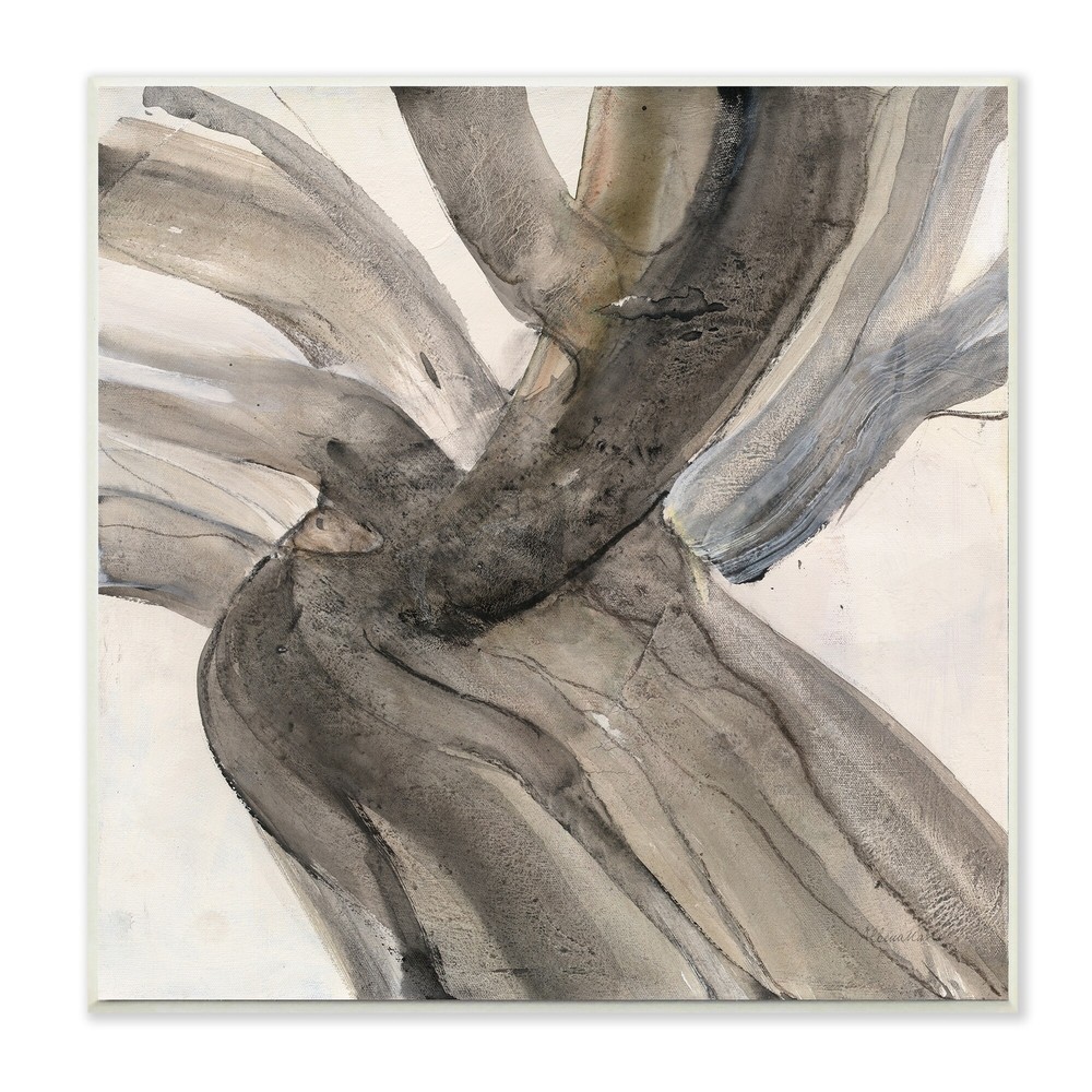 Stupell Curved Coastal Driftwood Abstraction Neutral Brown Grey 12 x 12