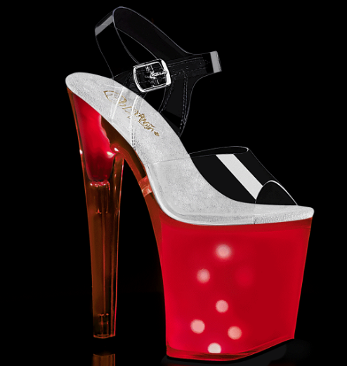 8-inch Clear Rainbow Stripper Shoes with USB Charger & Color-Changing Lights