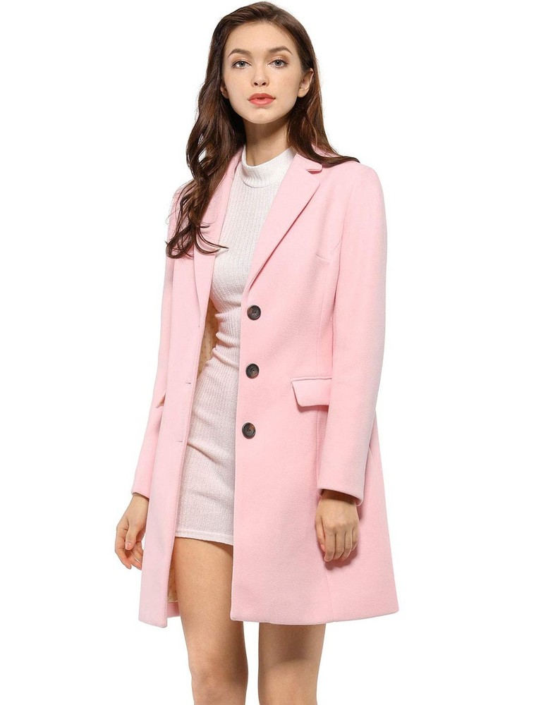 Allegra K Women's 2025 Single Breasted Long Winter Trench Coat Jacket