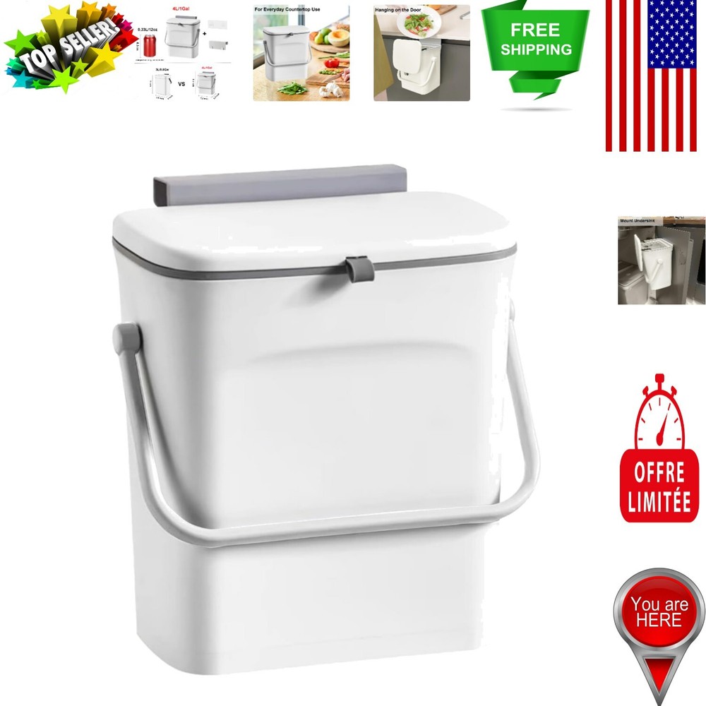 Odor-Proof Countertop Trash Can - Compact 4L Waste Basket for Dorms & Offices