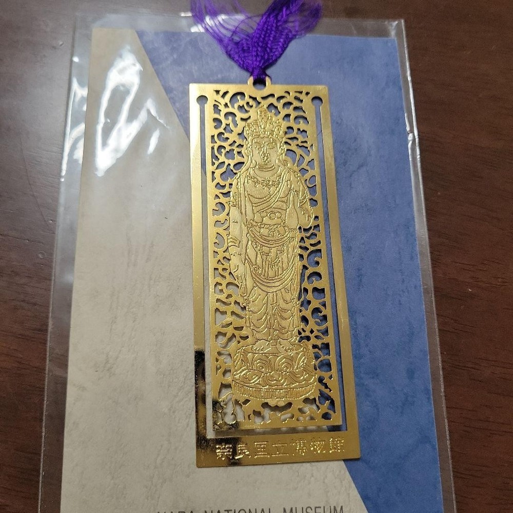 Nara National Museum Wooden ElevenFaced Kannon Statue Metal Bookmark Gold 3.7in