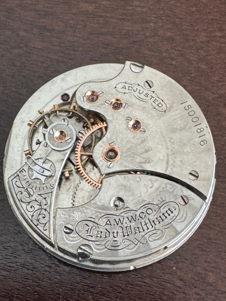Vintage Waltham 6-Size Pocket Watch Movement Gr Lady Keeps Time