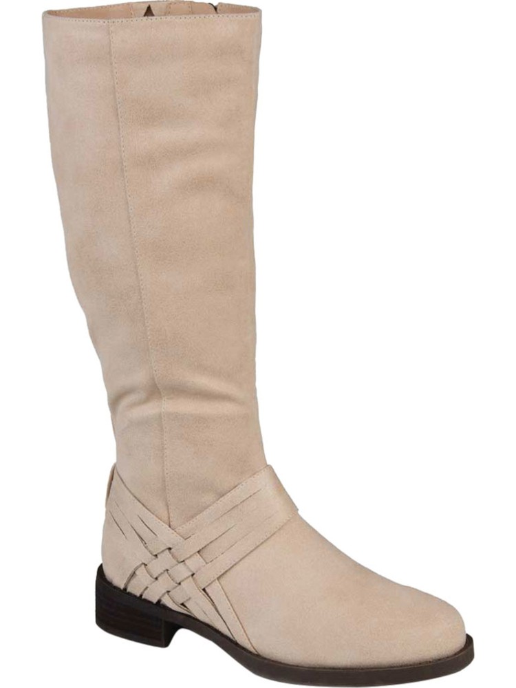 JOURNEE COLLECTION Womens Ivory Meg Round Toe Block Heel Riding Boot 6.5 M