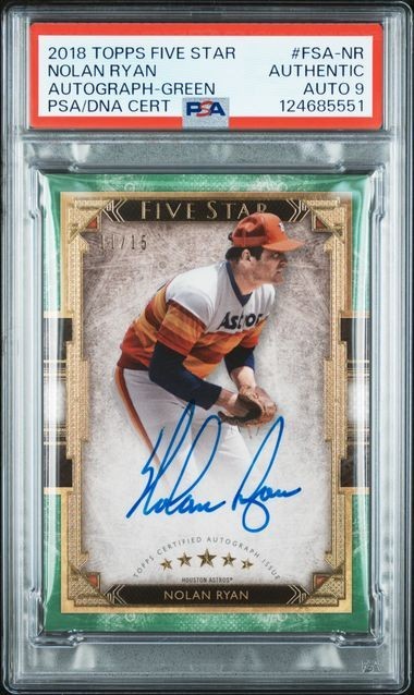 Nolan Ryan 2018 Topps Five Star Green Autograph #FSA-NR /15 Authentic Auto 9