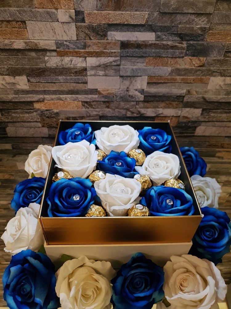 Gift Box With Chocolate and Flowers Birthday, Customised  Valentines Day Gift