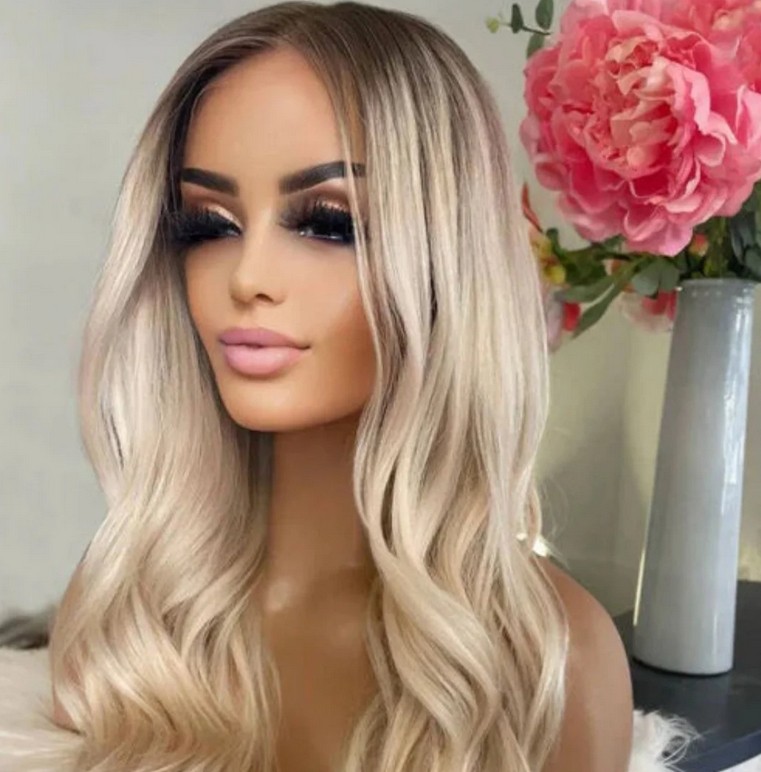 24 Inch Ombre Blonde Wig Long Body Wave 13x4 Lace front Human Hair Wig