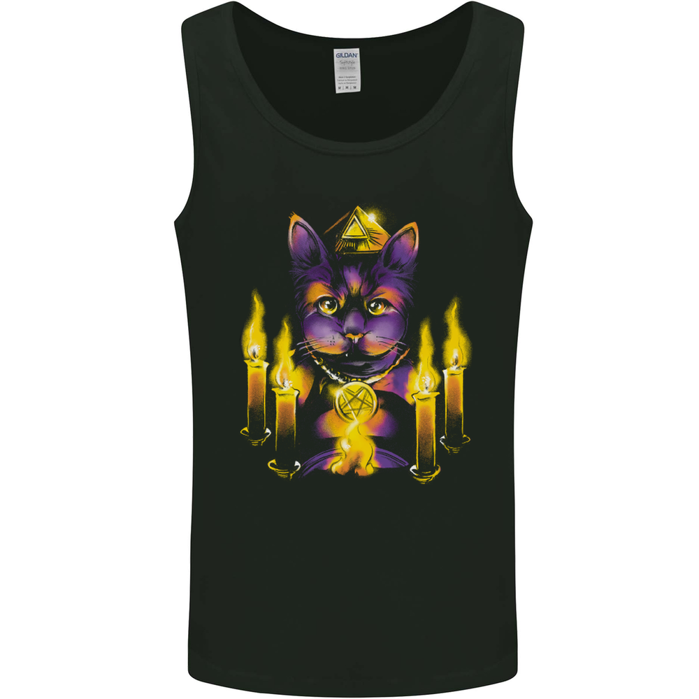Satanic Cat Evil Feline Devil Worship Voodoo Mens Vest Tank Top