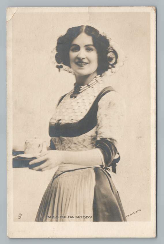 Vintage 1910 Miss Hilda Moody Antique Actress Photo RPPC by Bassano Tucks