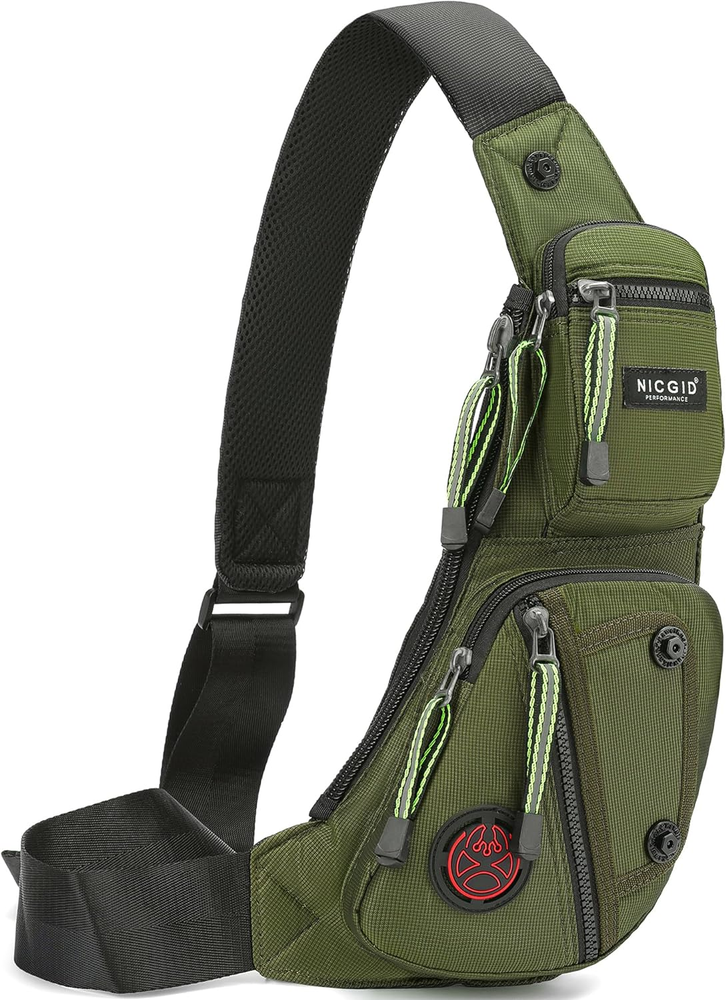 Sling Bag Chest Shoulder Backpack Fanny Pack Crossbody Bags for Men(Army