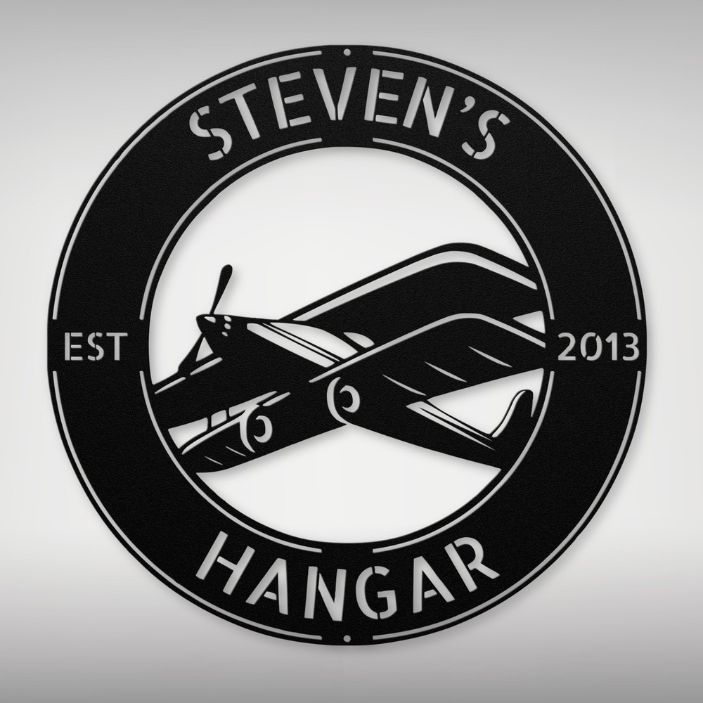 Personalized Airplane Hangar Metal Wall Art Sign Custom Pilot Name Aviation Sign