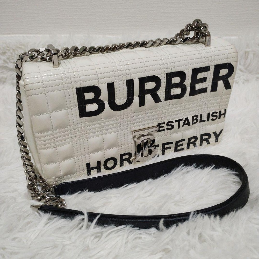 Burberry Shoulder Bag Nova Check Leather White Authentic F1205332
