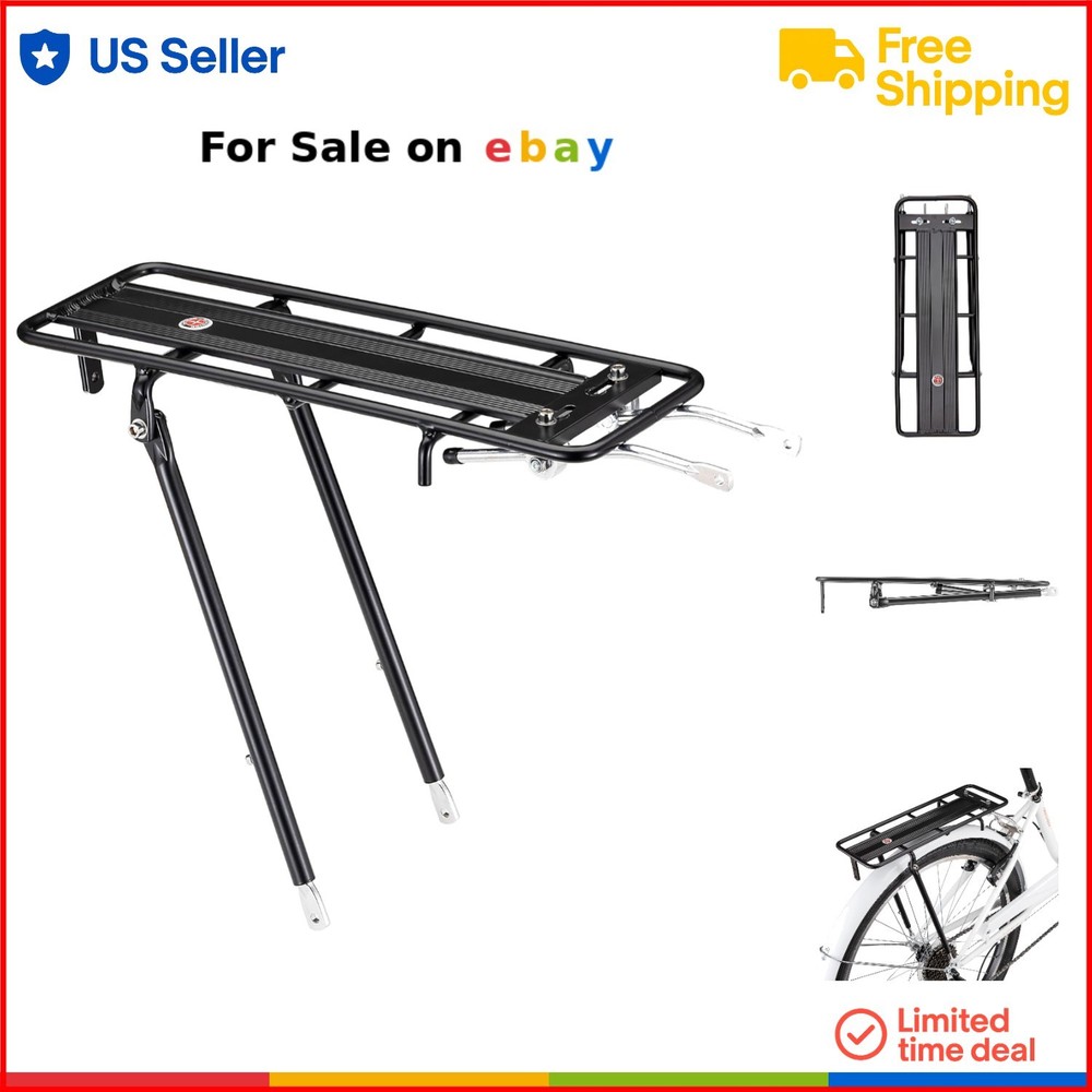 Aluminum Rear Bike Rack 26 lbs Capacity Heavy Duty Compact Fits Most Bicycles
