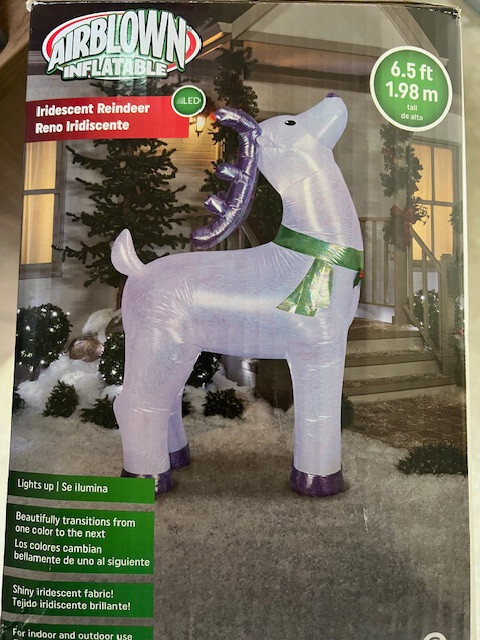 Blow up Reindeer. 6.5 Ft Tall. built in pump & LED lights