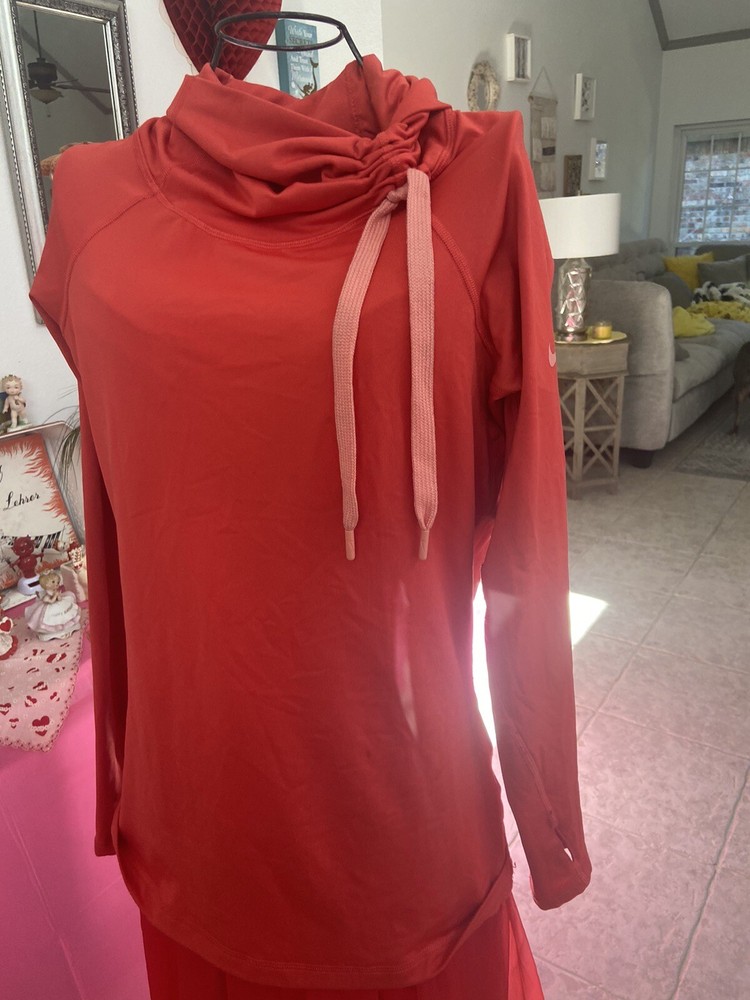 Nike Pro Dri Fit Red  Funnel Neck Pullover Shirt Women’s Large     BoxA