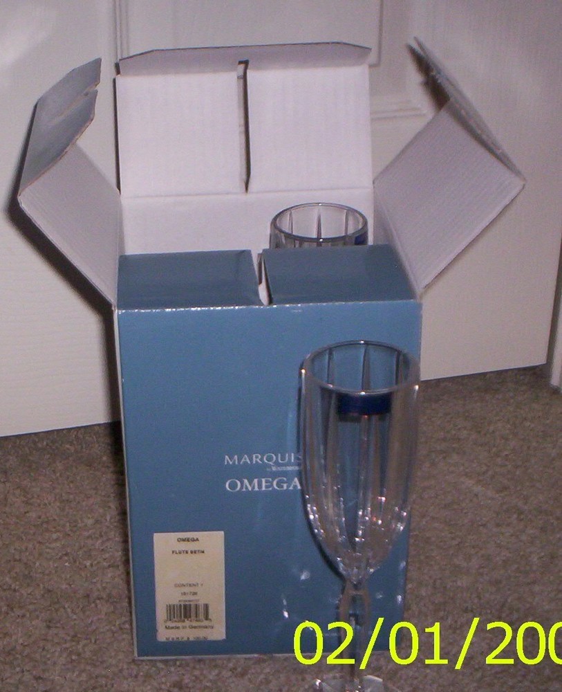 Marquis by Waterford Omega 6oz Crystal Champagne Flutes Set of 4