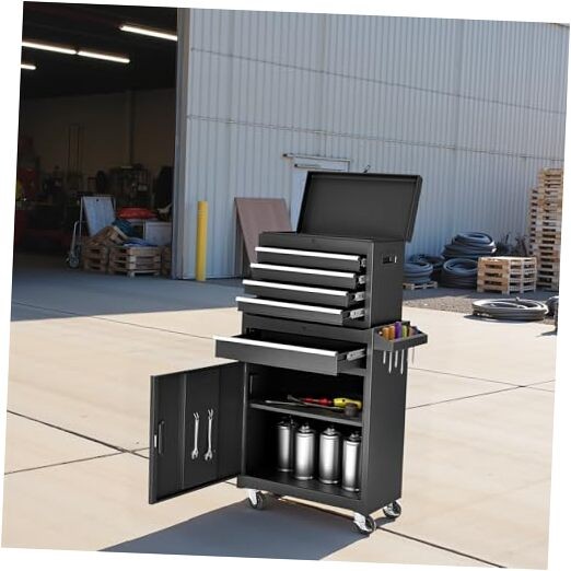 5-Drawer Rolling Tool Chest Black Garage Storage 42.1 Inches Tall
