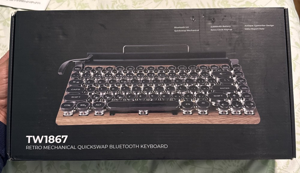 Retro Typewriter Mechanical Quickswap Keyboard 83-Key Blue Switch Wood New