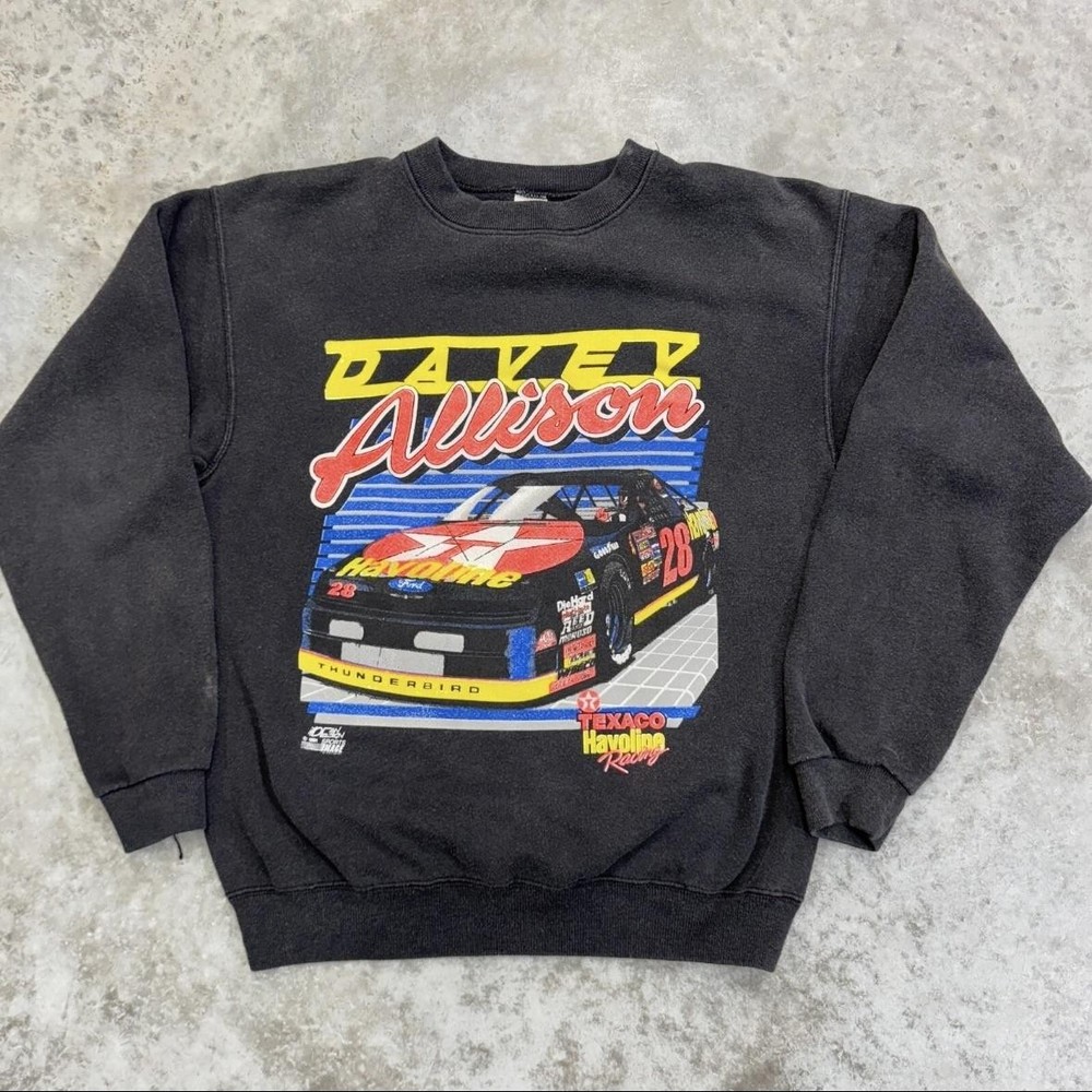 Vintage Davey Allison Sweatshirt Mens Medium Racing Texaco Havoline NASCAR 1991