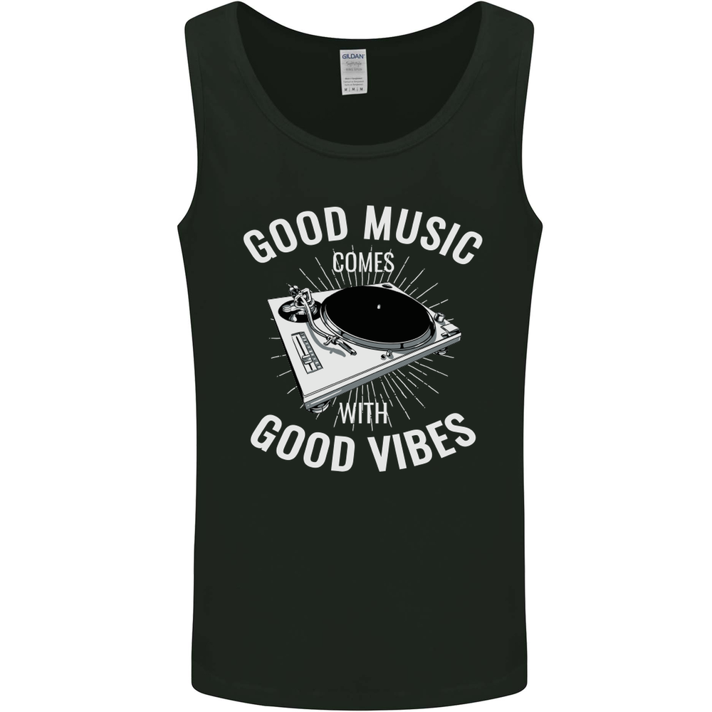 Good Music Vibes DJ Decks Vinyl Turntable Mens Vest Tank Top