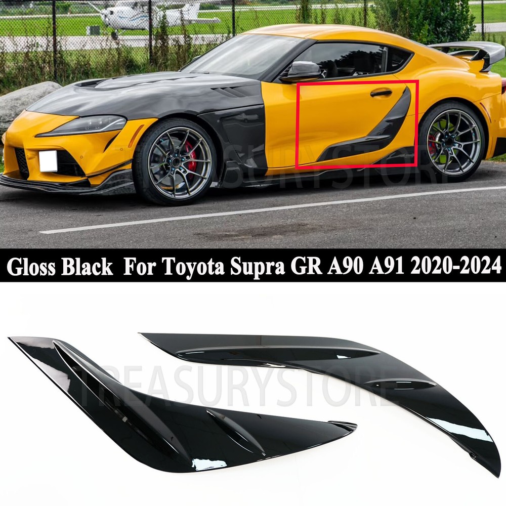 For Toyota GR Supra A90 A91 20-24 Door Panel Garnish Trim Cover Gloss Black 2pcs
