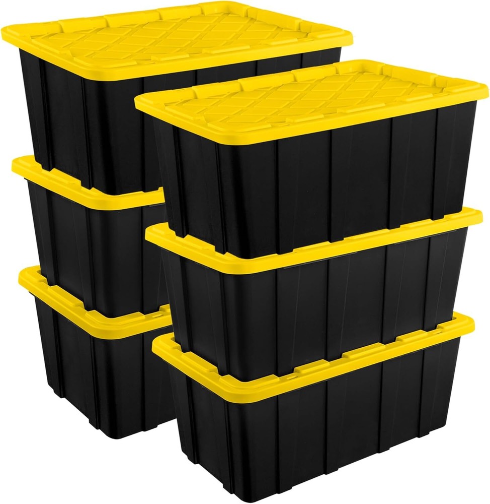 Sterilite 6-Pack 27-Gallon Heavy Duty Stackable Storage Bins with Lids