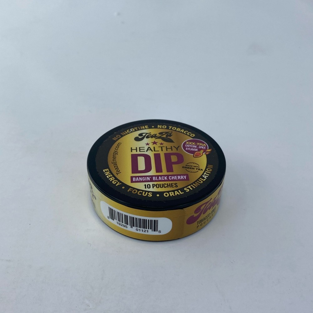 TeaZa Healthy Dip - Bangin’ Black Cherry Energy Pouches, 10-Count Can Gold