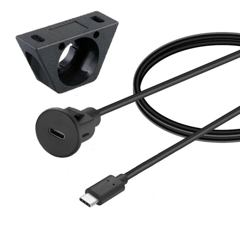 USB 2.0 Type C Male to Female Extension Cable for Car Dashboard Panel Mount