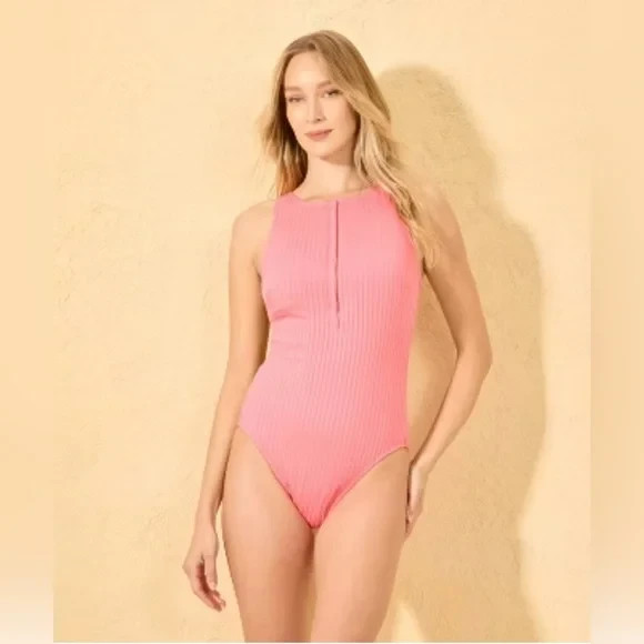 Women's Ribbed Regular Leg Medium Coverage One Piece Swimsuit - Shade & Shore L