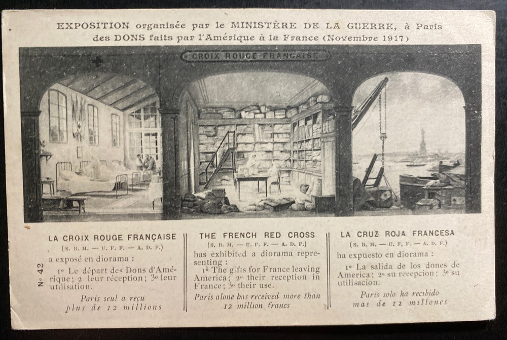 Vintage WWI French Red Cross Mint Postcard PPC War Ministry Exhibition