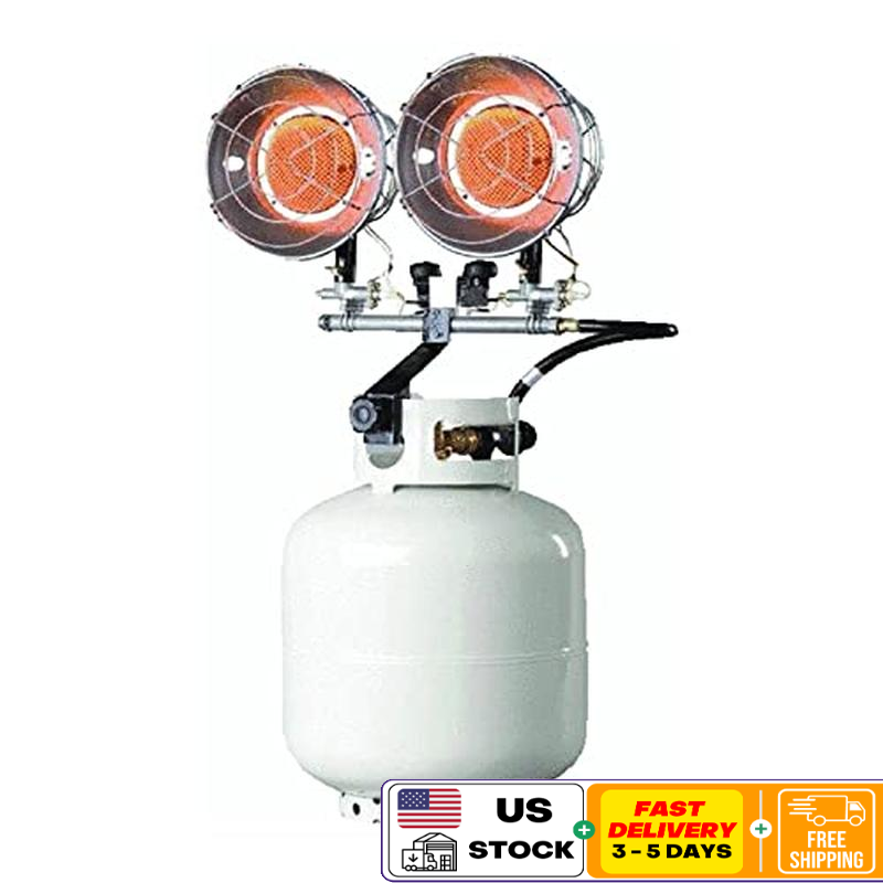 Double Tank Top Outdoor Heater 8000 - 30000 BTU Adjustable Heat Safety Features